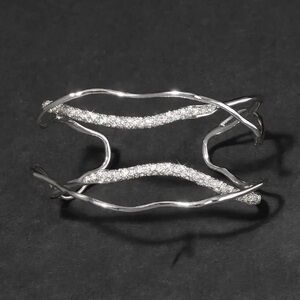 Alexis Bittar Solanales Silver Crystal Intertwined Cuff Bracelet